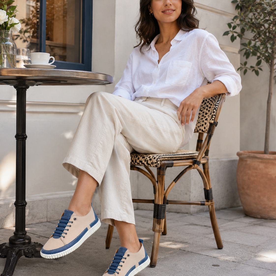 Mod Comfys KATIE Womens Casual Shoes Beige/Blue
