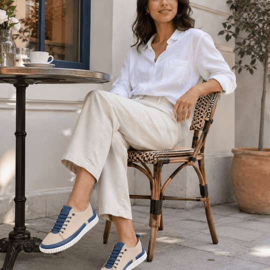 Mod Comfys KATIE Womens Casual Shoes Beige/Blue