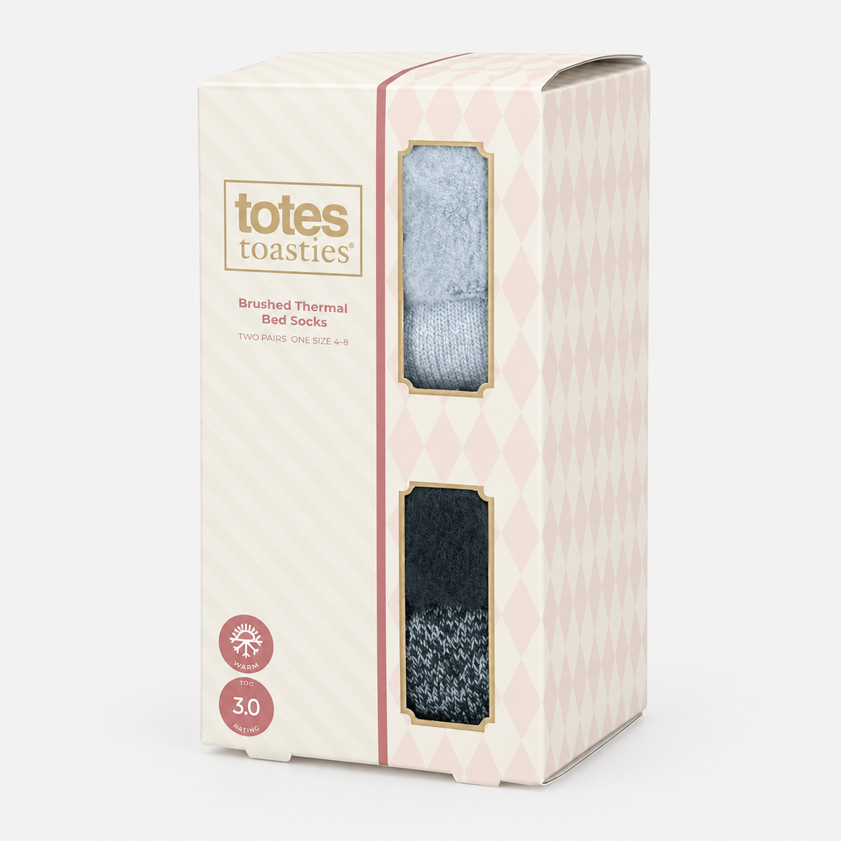 Totes Toasties PREMIUM BRUSHED THERMAL BED SOCK (TWIN PACK) Womens Bed Socks Denim / Blue