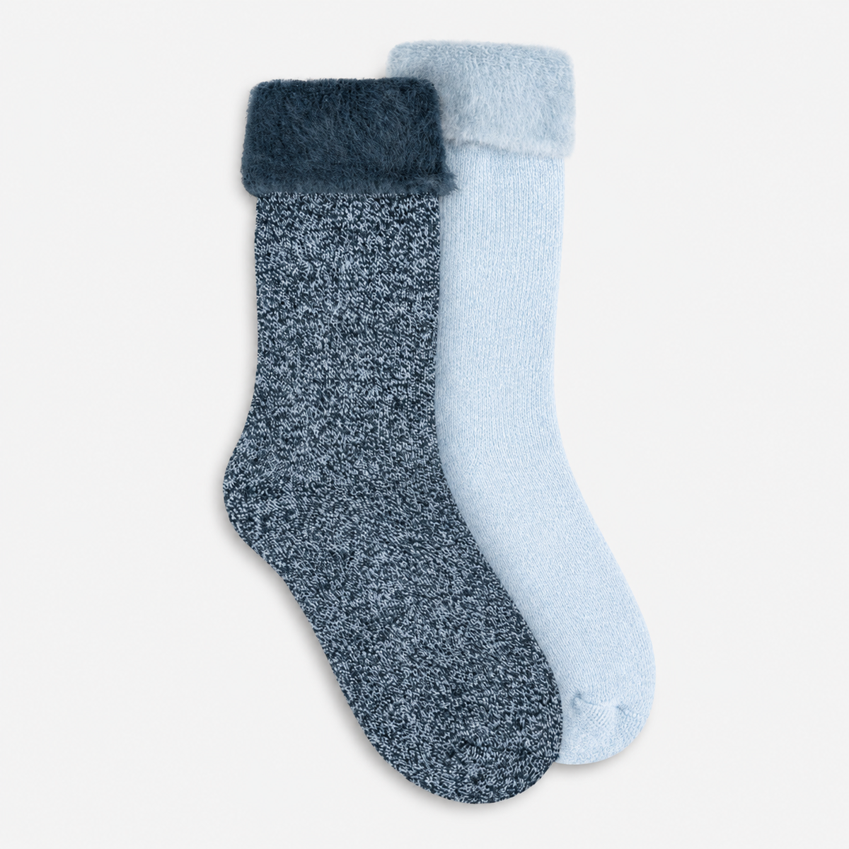 Totes Toasties PREMIUM BRUSHED THERMAL BED SOCK (TWIN PACK) Womens Bed Socks Denim / Blue
