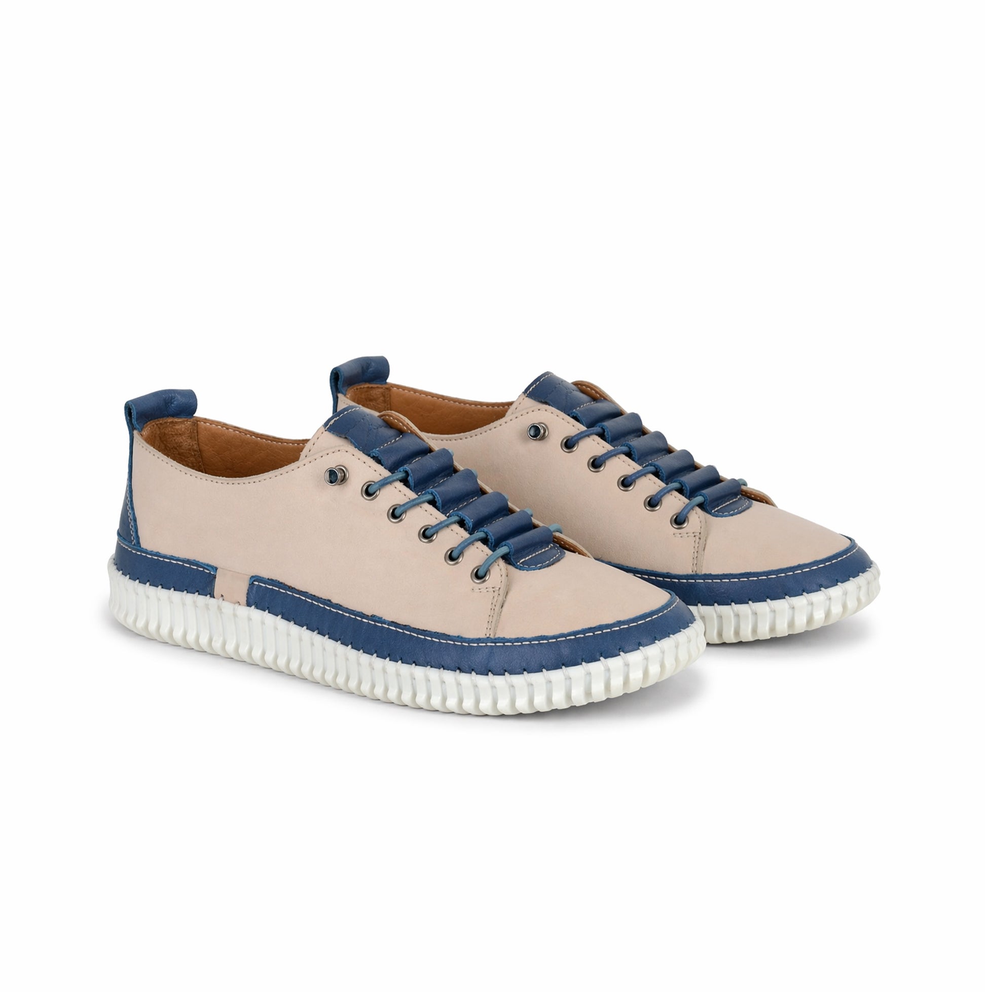 Mod Comfys KATIE Womens Casual Shoes Beige/Blue