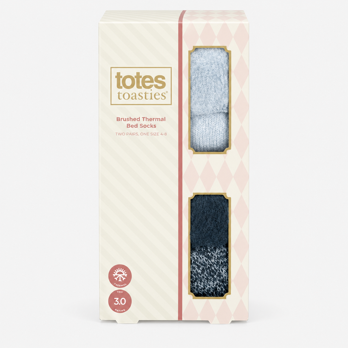 Totes Toasties PREMIUM BRUSHED THERMAL BED SOCK (TWIN PACK) Womens Bed Socks Denim / Blue