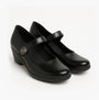 Boulevard L027A Ladies Shoes Black side view featuring Mary Jane style with round toe and touch fasten.