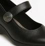 Boulevard L027A Ladies Shoes Black detail view of black Mary Jane shoes with metal buckle.