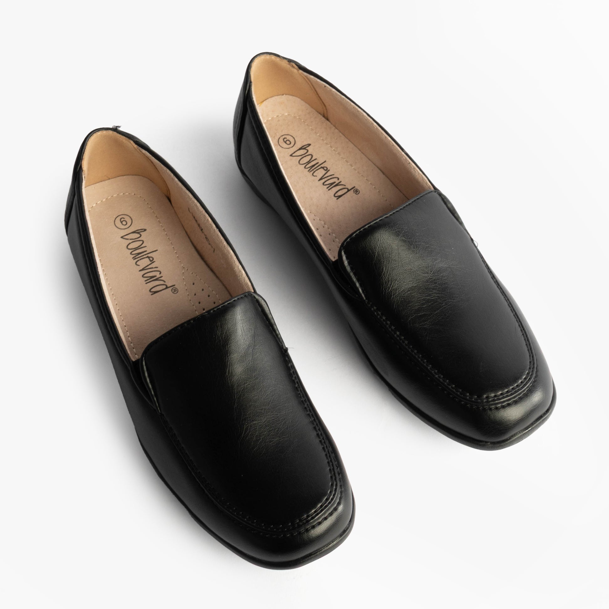 Boulevard L166A Ladies Shoes Black top view showing casual slip-on design with PU upper.