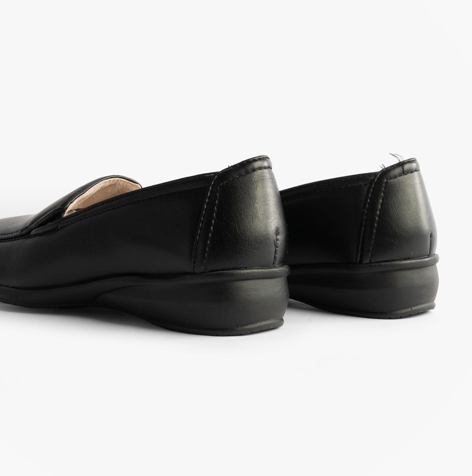 Boulevard L166A Ladies Shoes Black back view showing casual style and elasticated side panel
