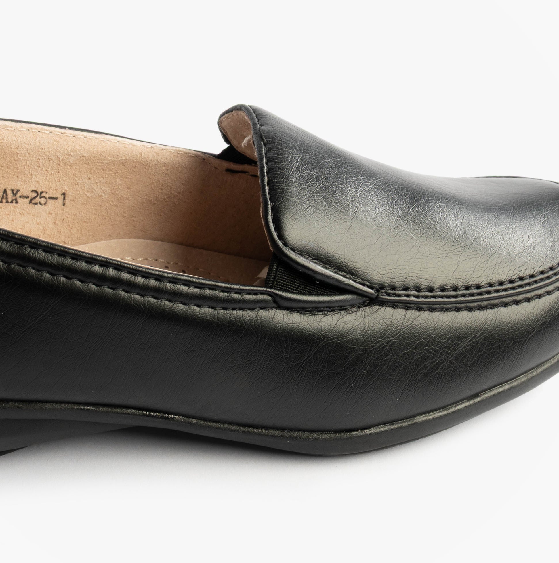Boulevard L166A Ladies Shoes Black side view showing low top design and elasticated side panel.