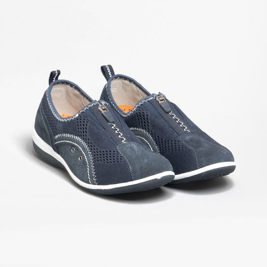 Boulevard KIMBERLEY Womens Centre Zip Mesh Leisure Shoes Navy