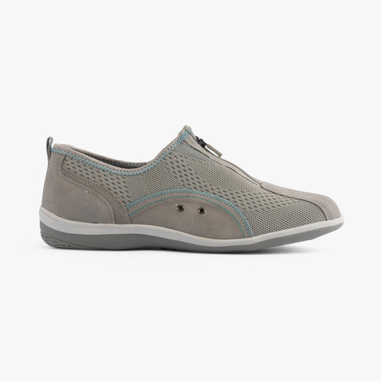 Boulevard KIMBERLEY Womens Centre Zip Mesh Leisure Shoes Grey