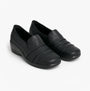 Boulevard L401A Ladies Shoes Black Matt side view showing slip-on design and breathable features.