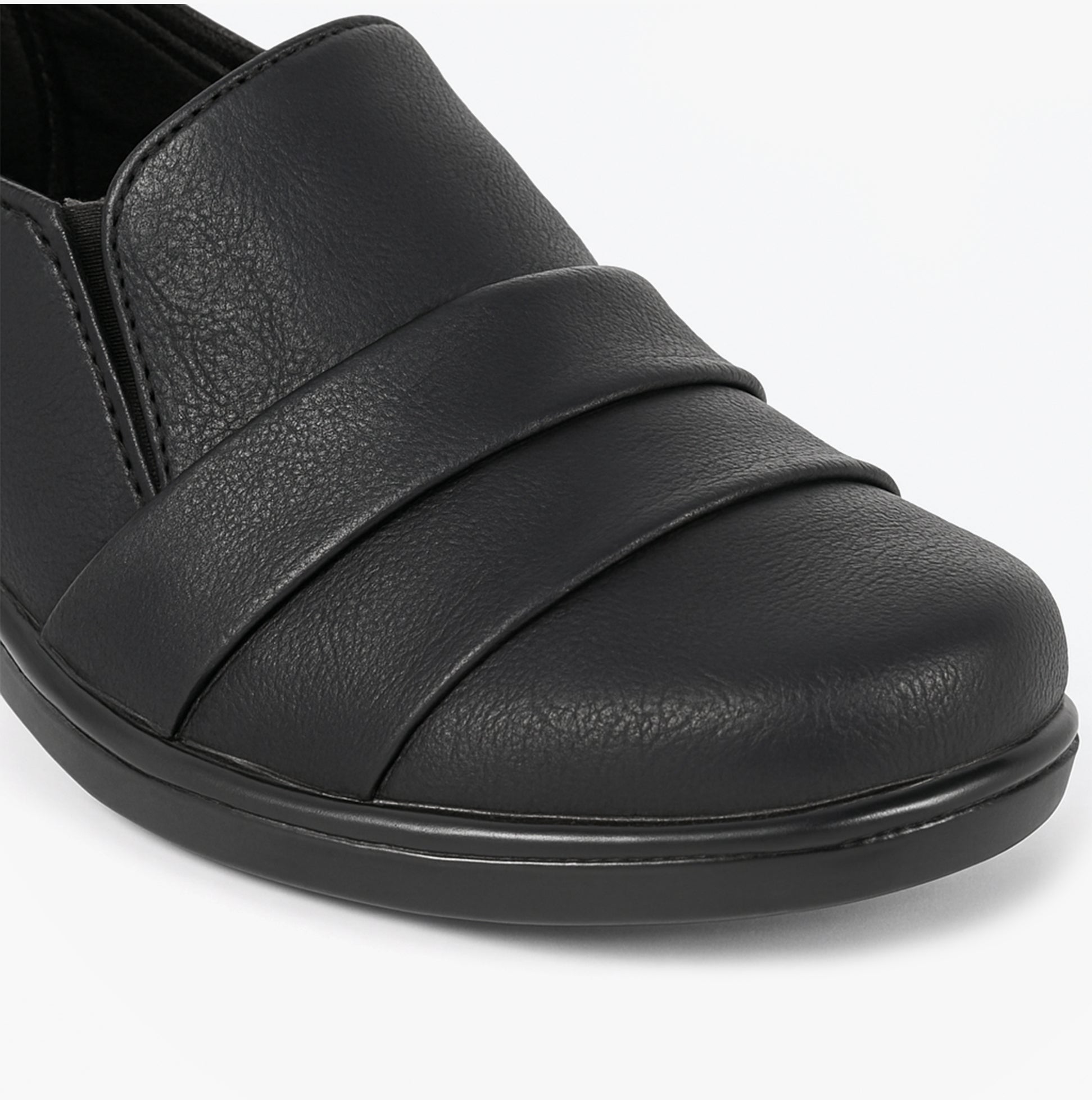 Boulevard L401A Ladies Shoes Black Matt detail view showing slip-on casual style.