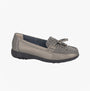 Boulevard L5012FS Ladies Shoes Pewter side view of casual leather shoes with TPR sole.
