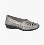 Boulevard L516FS Ladies Shoes Pewter side view with cut-out design and comfort features