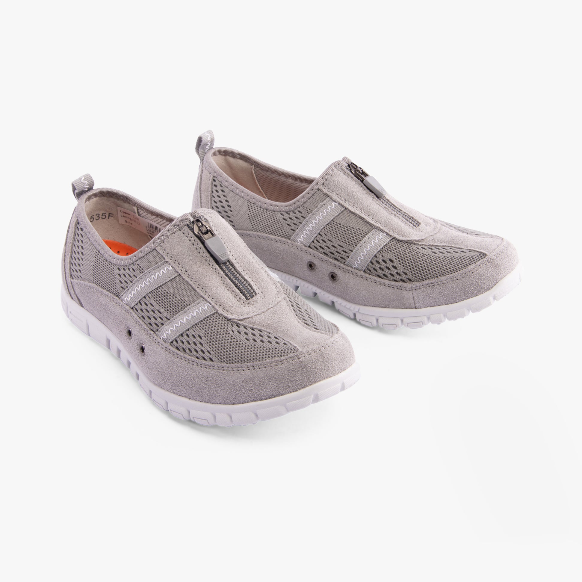 Boulevard JAYNE Womens Suede Wide Fit Casual Shoes Grey
