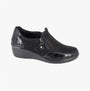 Boulevard L628AP Ladies Shoes Black side view, casual style with synthetic upper and zip closure.