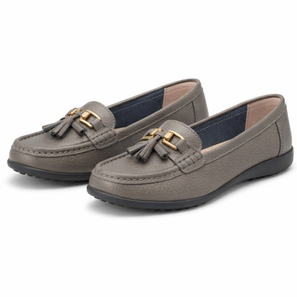 Ladies Loafers Pewter Metallic