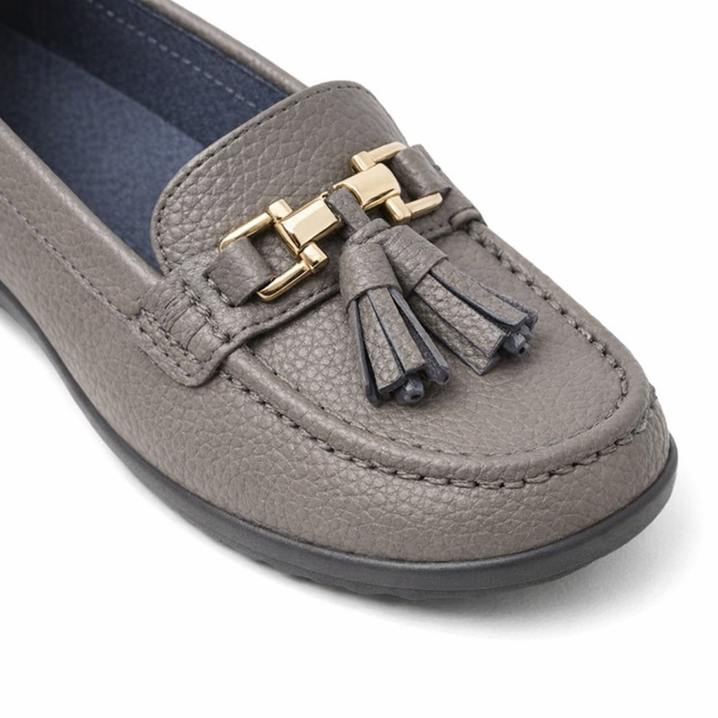 Ladies Loafers Pewter Metallic