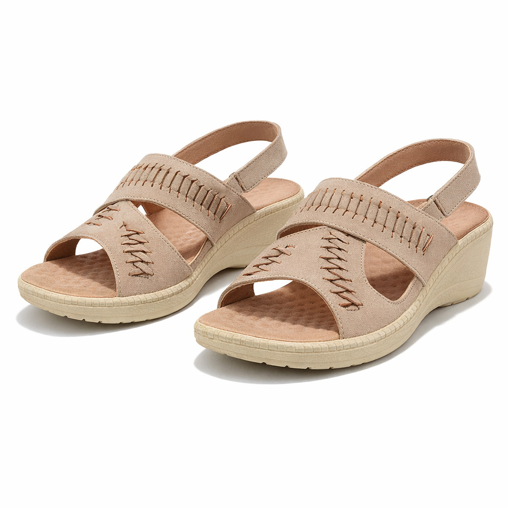 Boulevard L827 Womens Cross Strap Sandals Beige