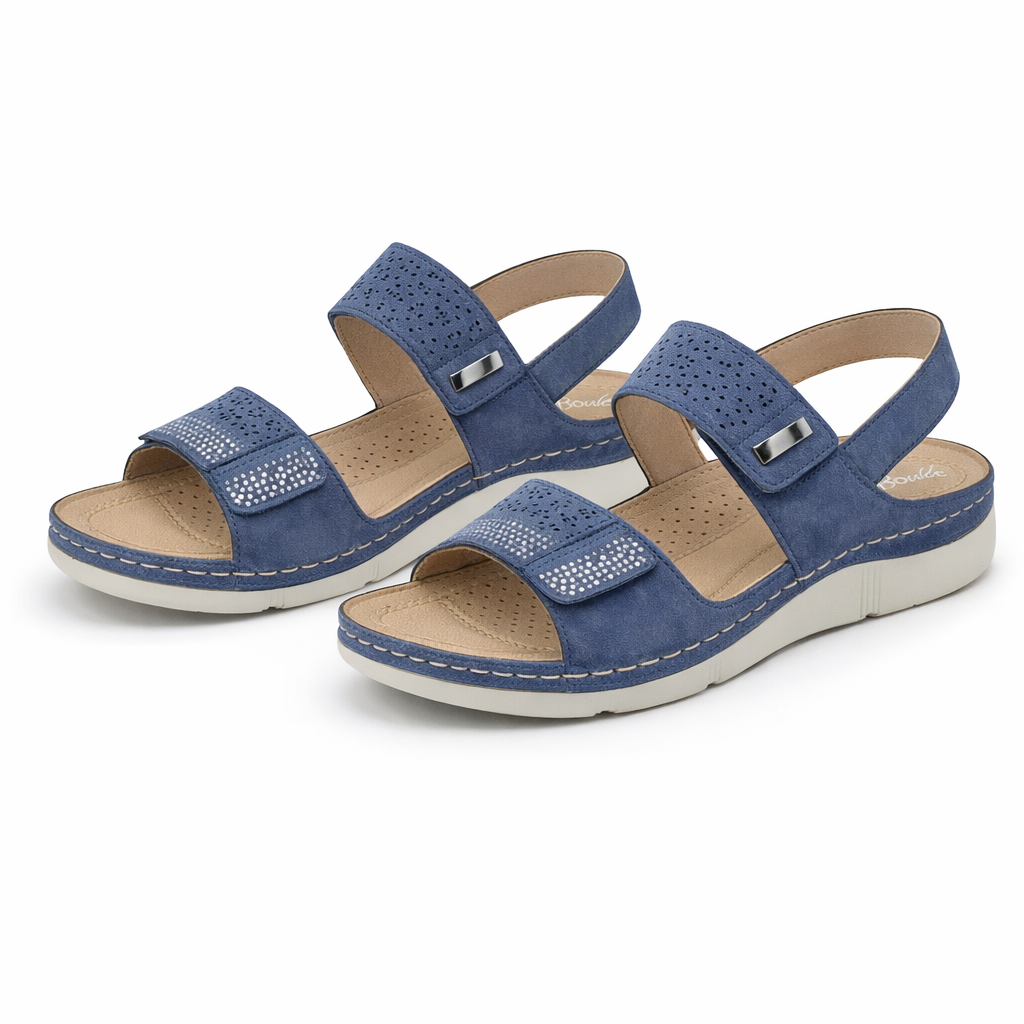 Boulevard L844 Womens Slingback Sandals Blue Metallic