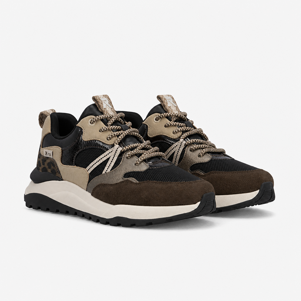 Rieker W2501 Womens Casual Trainers Black/Brown