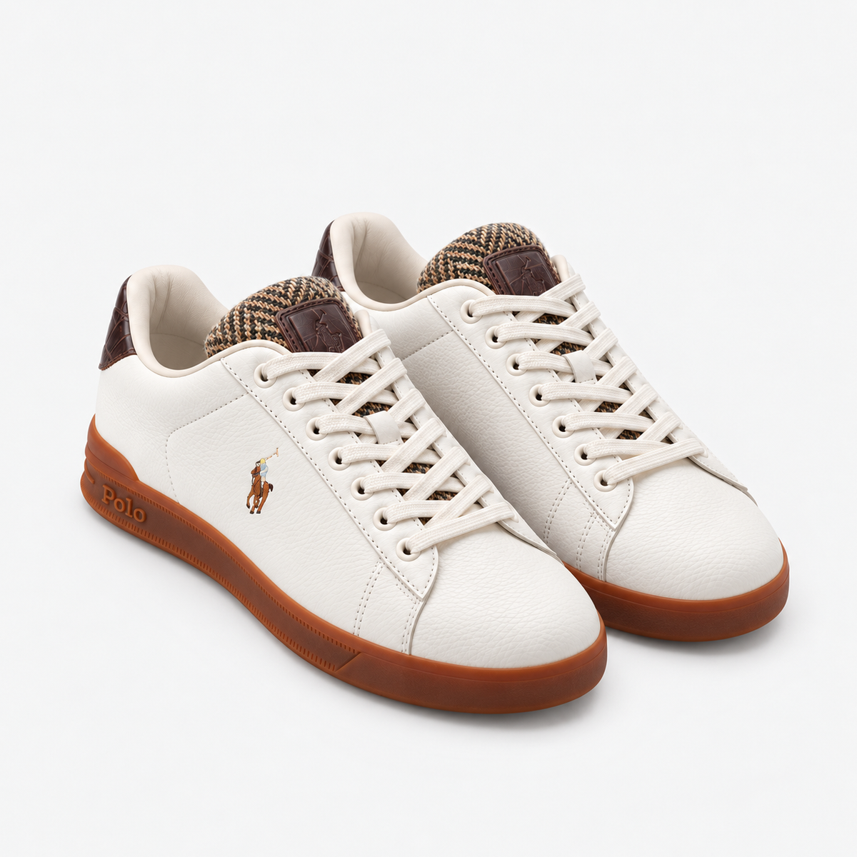 Polo Ralph Lauren HRT CRT III Mens Smart Trainers Deckwash White/Brown Multi