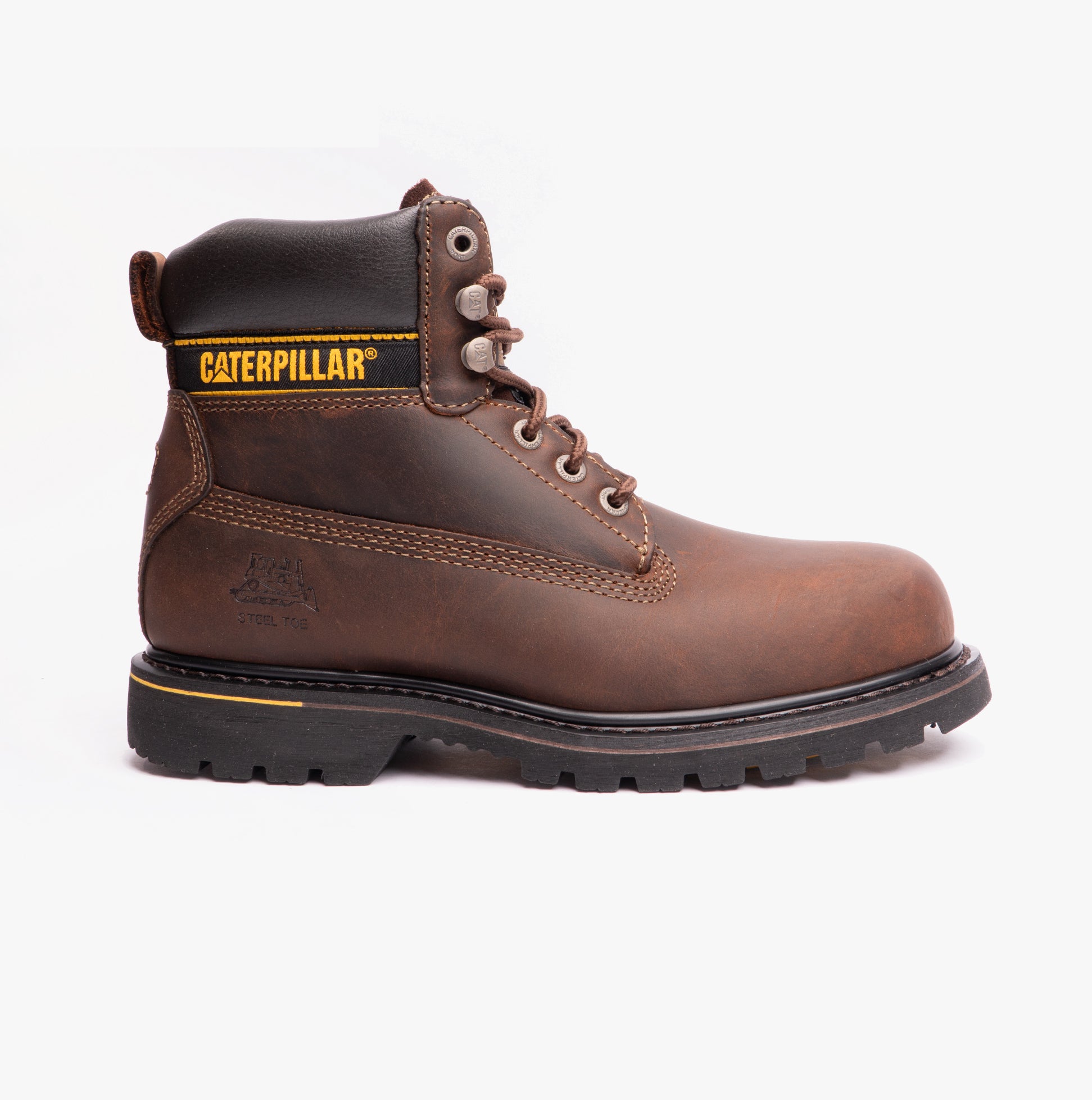 CAT HOLTON SB Mens Leather Safety Boots Brown