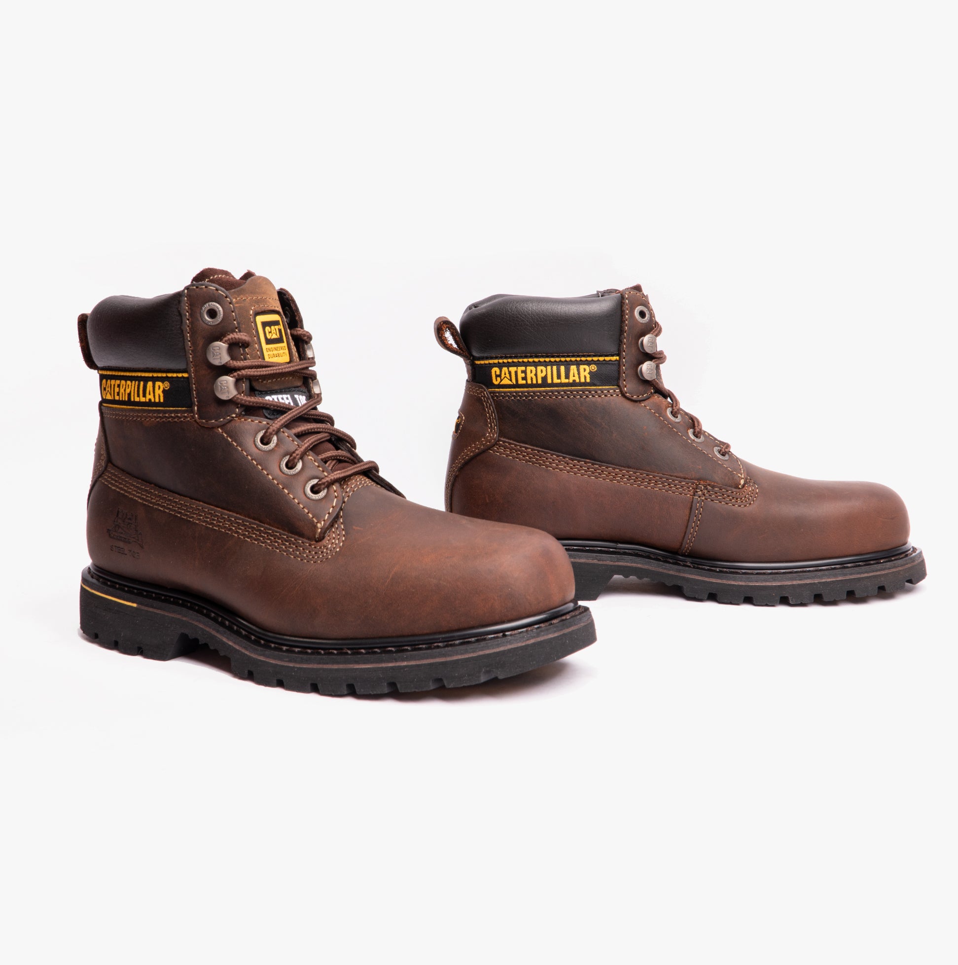 CAT HOLTON SB Mens Leather Safety Boots Brown