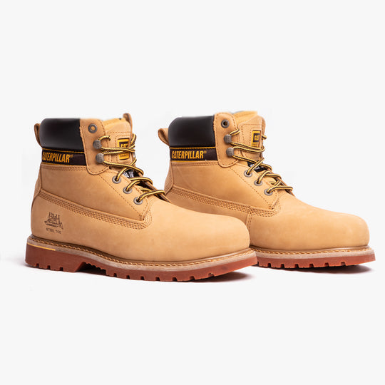 CAT HOLTON SB Mens Nubuck Safety Boots Honey