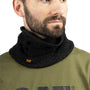 CAT NECK WARMER Unisex Adults Black front view, features CAT logo, stylish and comfortable neck warmer for all-day wear.
