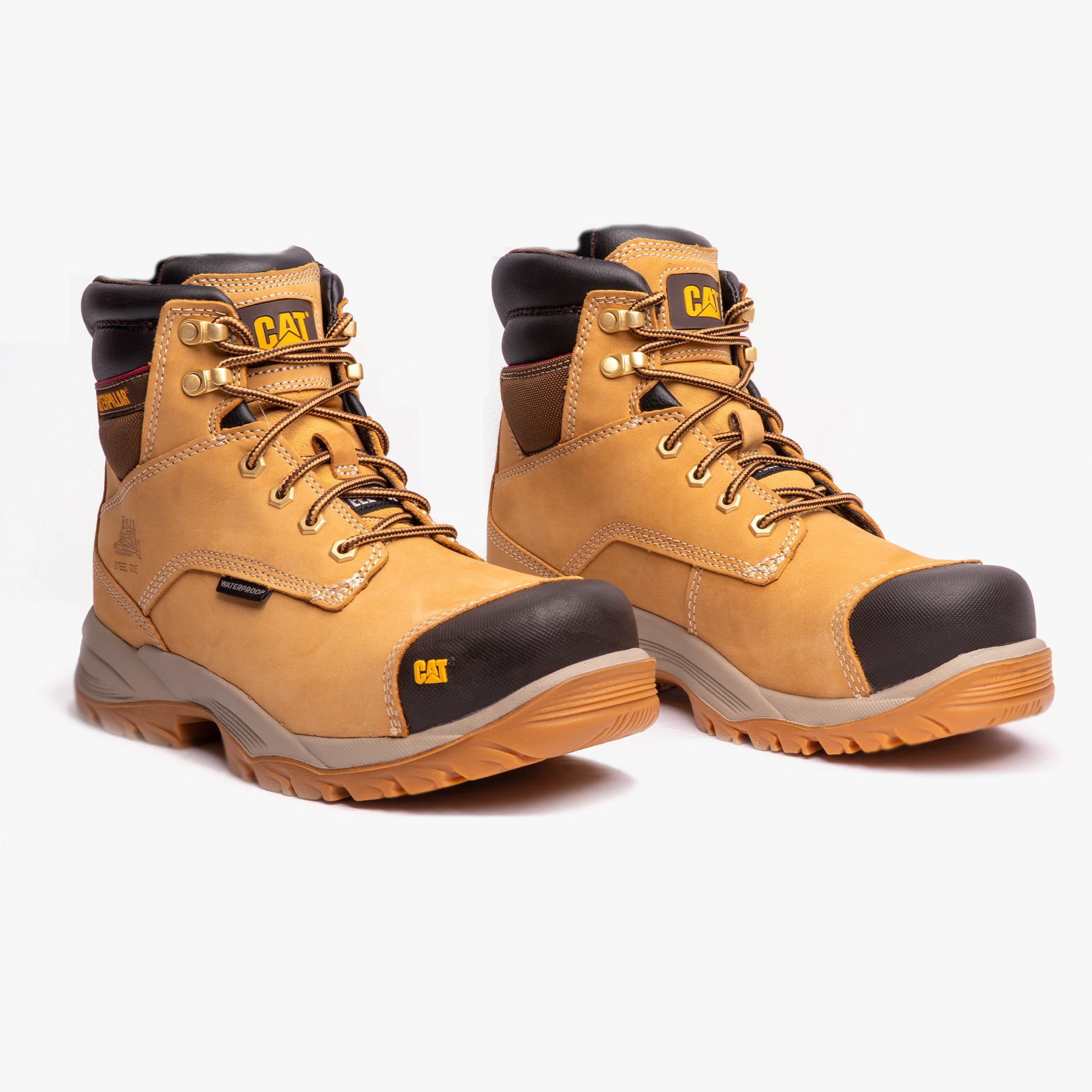 CAT SPIRO Mens Leather Safety Boots Honey
