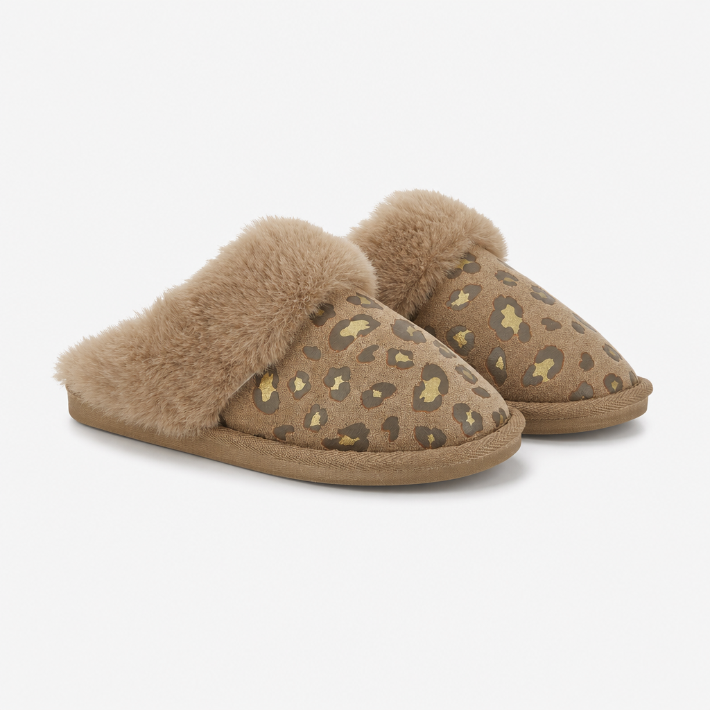 Jo & Joe MILA Womens Mule Slippers Chestnut Leopard