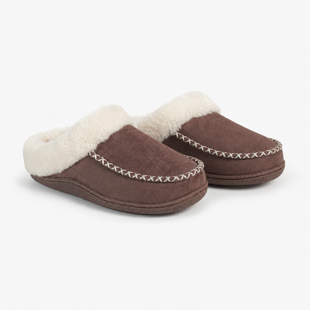 Jo & Joe ALNWICK Womens Moccasin Slippers Chocolate