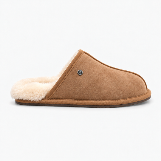 HOS Sheepskin EDWIN Mens Mules Chestnut