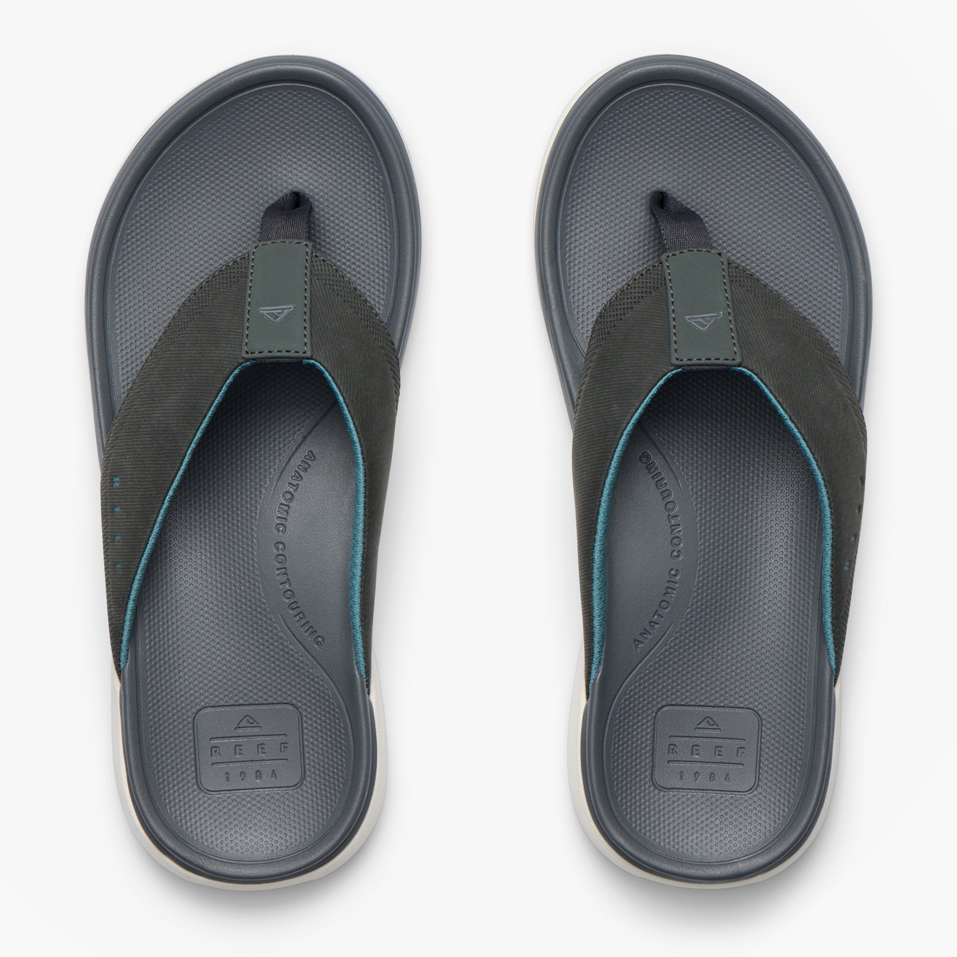 Reef CUSHION NORTE Mens Toe-Post Sandals Grey/Blue/Offwhite