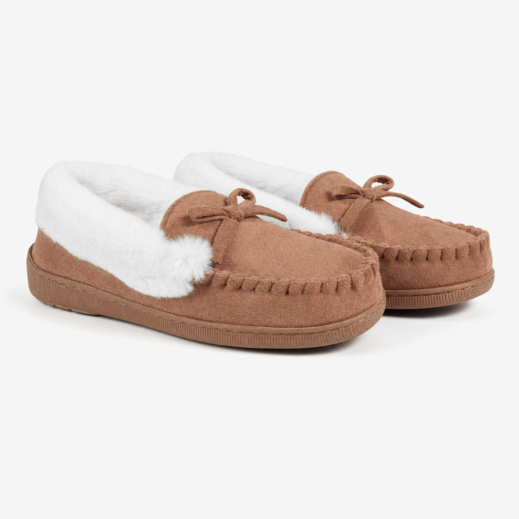 Jo & Joe KINLOCH Womens Moccasin Slippers Cognac