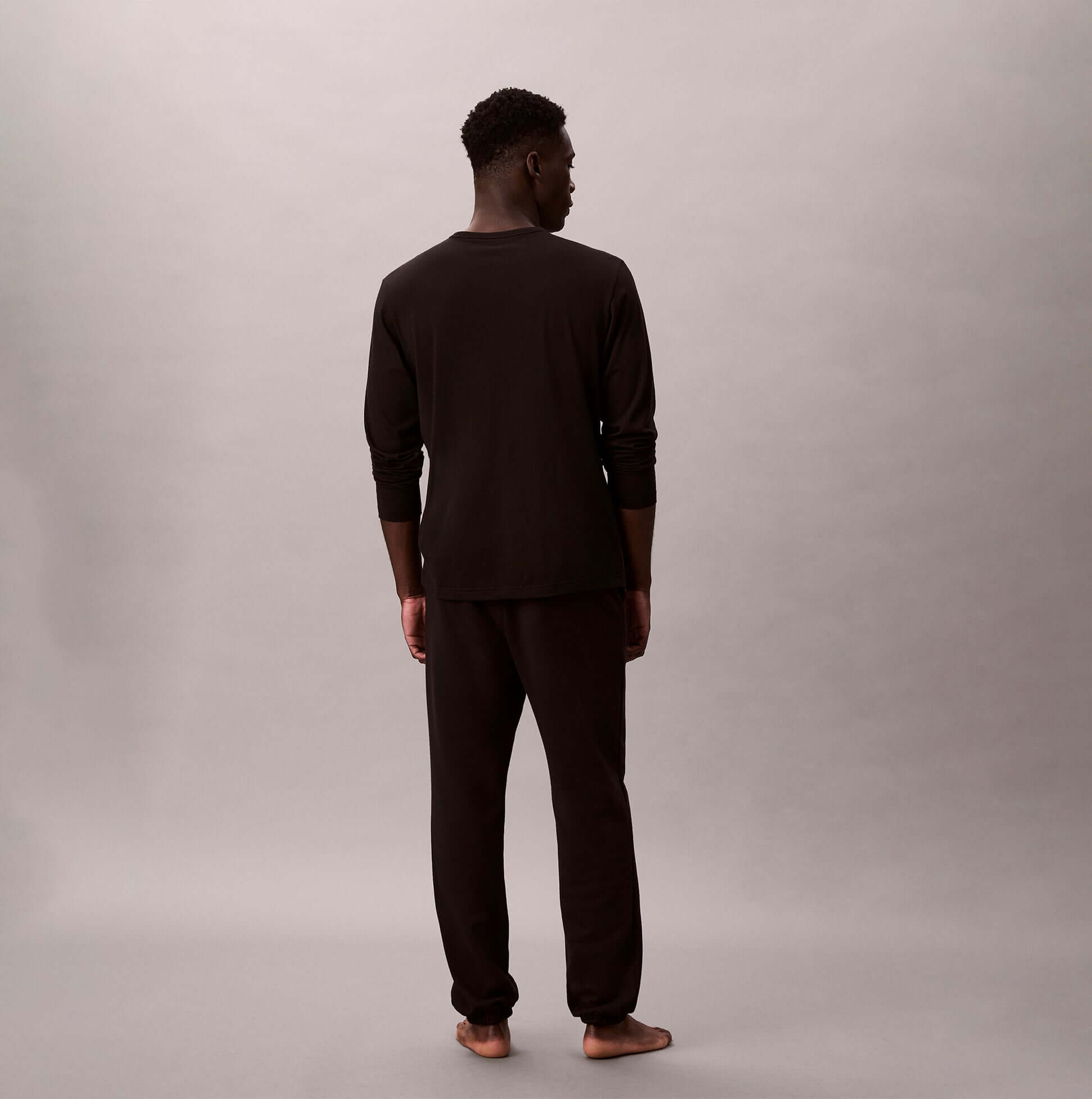 Calvin Klein LS TEE JOGGER SET Mens Multicoloured back view showcasing long sleeve tee and jogger pants.