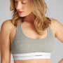 Calvin Klein COTTON MODAL RIB Womens Bralette Grey Heather side view showcasing soft moulded cups and racerback design.