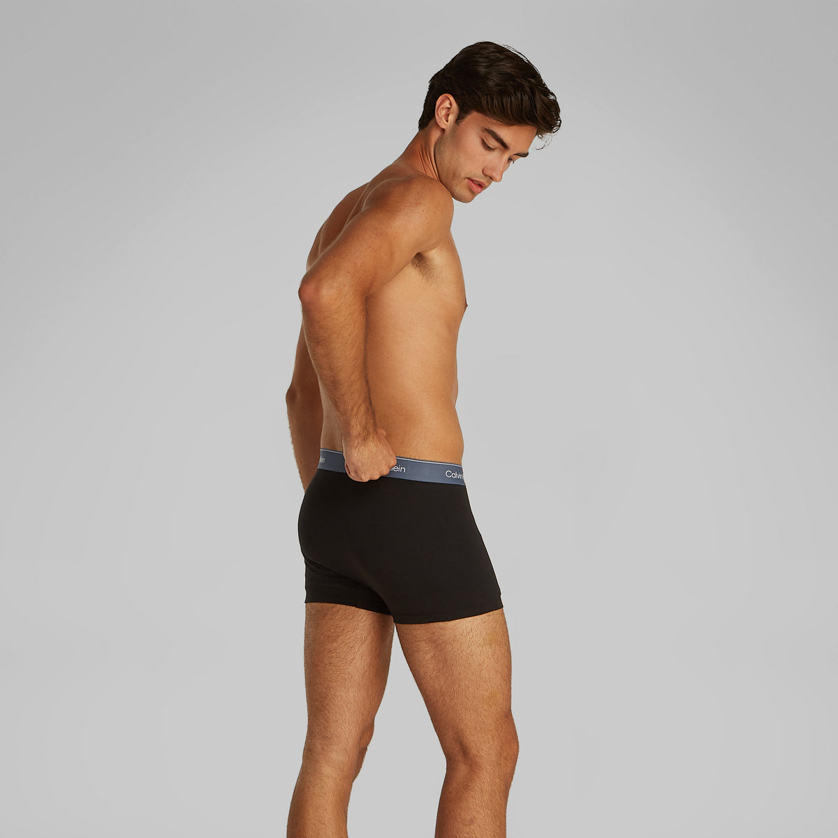 Calvin Klein RELAXED DART TRUNK 3 Mens Multicoloured side view showcasing the fit and CK signature branded elastic waistband.