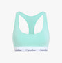 Calvin Klein ICON COTTON MODAL Womens Bralette Beau Blue front view with racerback design and signature elastic underband