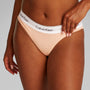 Calvin Klein ICON Cotton Modal Womens Bikini Briefs Melon Frenzy side view showcasing the CK signature branded elastic waistband.