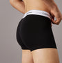 Calvin Klein MODERN COTTON STRETCH Mens 3 Pack Trunks Multicoloured rear view showing black trunk with logo waistband.