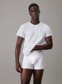 Calvin Klein CREW NECK 3 Pack Mens Cotton T-Shirts White front view worn by model, showcasing soft cotton fabric and regular fit.