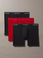Calvin Klein MC HOLIDAY FASHION Mens 3 Pack Boxer Briefs Multicoloured, front view showcasing black and red boxer briefs.