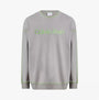Calvin Klein FUTURE SHIFT Mens Sweatshirt Satelite front view in gray with green accent and logo embroidery.
