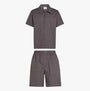 Calvin Klein Shorts Pyjama Set Mens Pure Grey front view with short-sleeve top and matching shorts in pure grey.