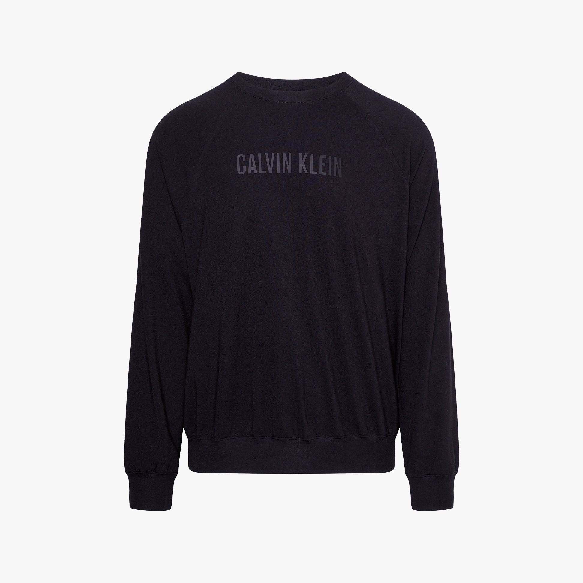 Calvin Klein INTENSE POWER Mens Sweatshirt Black back view showcasing logo and long sleeves.
