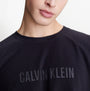 Calvin Klein INTENSE POWER Mens Sweatshirt Black detail view showing crew neckline and logo.
