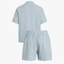 Calvin Klein SHORT SET Mens Arona in light blue, back view showcasing short sleeve button-up shirt and matching shorts.