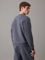 Calvin Klein COTTON FLEECE Mens Sweatshirt Turbulence / Ink, back view showing comfort fit and soft cotton material.