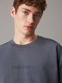 Calvin Klein COTTON FLEECE Mens Sweatshirt Turbulence / Ink front view featuring logo detail and regular fit.